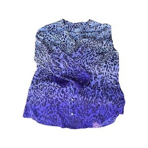Chico’s Leopard Purple & Black Button Down Blouse size M 8/10